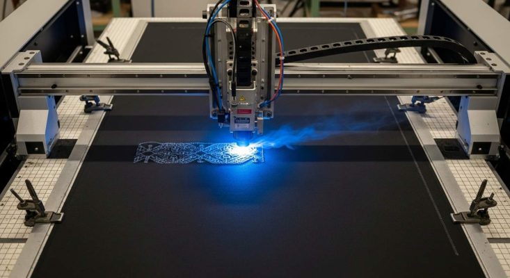 cortando tela con láser CNC